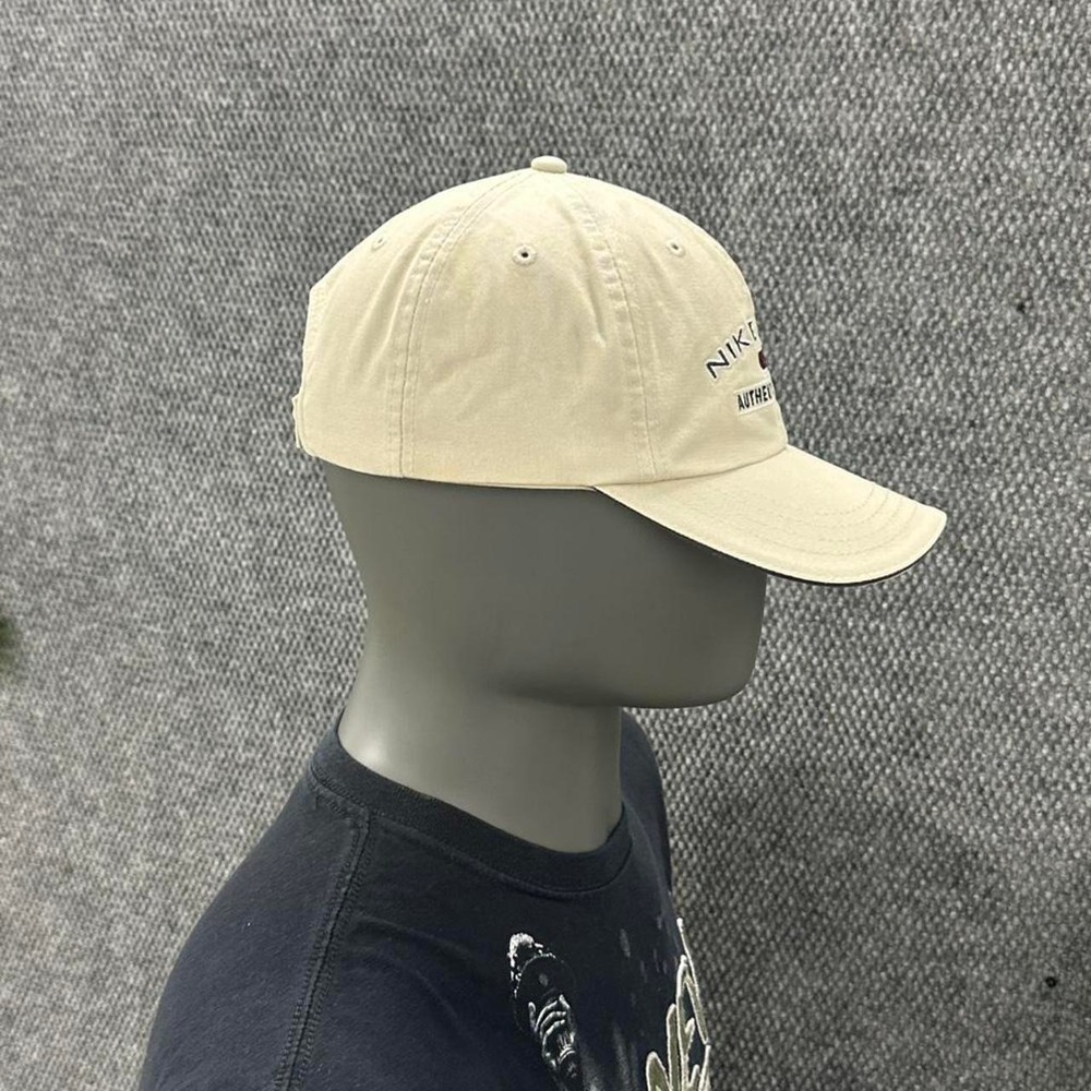 Vintage Y2K Nike Golf Authentic Brand Strapback Dad Hat Cap Cream Khaki - Picture 2 of 8